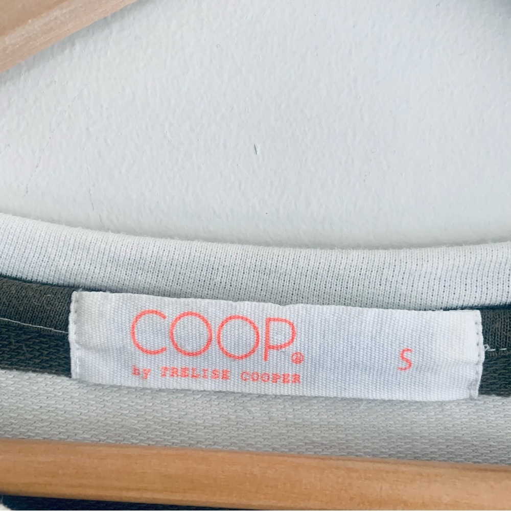 COOP by Frelise Cooper Khaki White Stripe Knee Length T Shirt Dress Women's SM - Picture 2 of 16